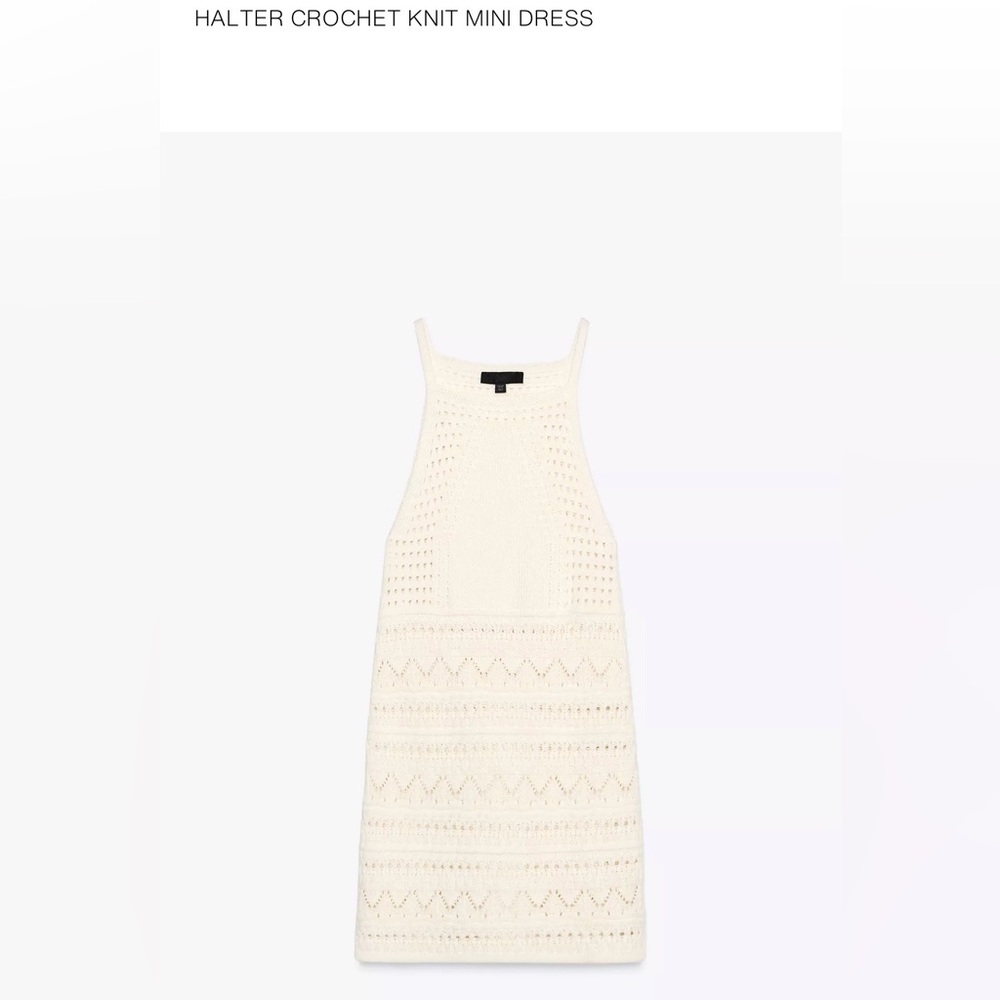 Zara - Halter Crochet Knit Mini Dress - Small